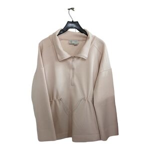 Saturday Sunday by Anthro Pale Peach Cowl-Neck Zip Cinch Waist Sweatshirt Small